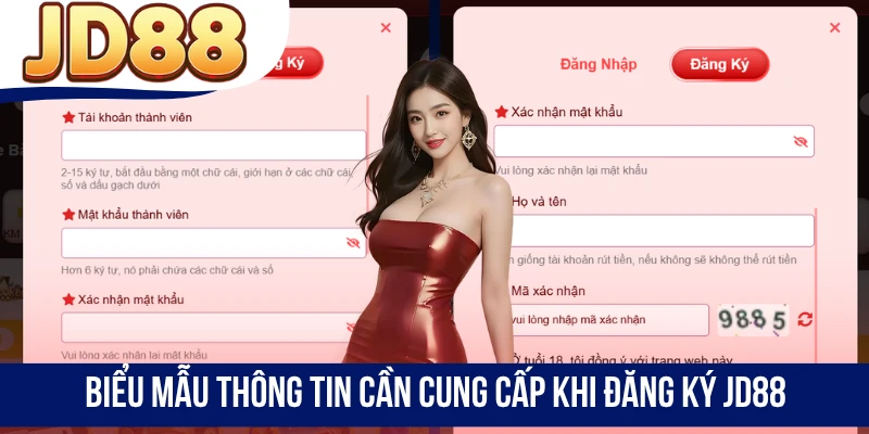 Biểu mẫu thông tin cần cung cấp khi đăng ký JD88